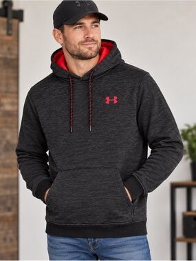 LG Men's Black Hoodie with Red Lined Hood and Logo